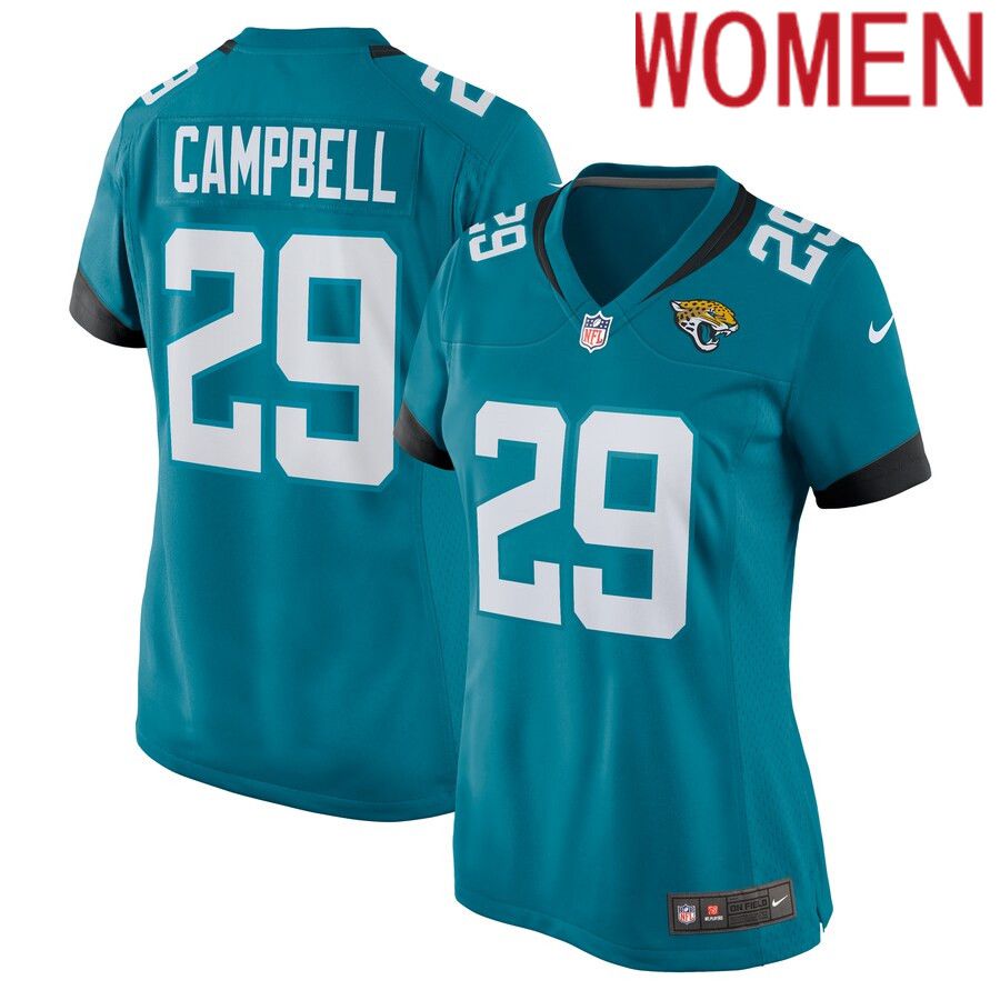 Women Jacksonville Jaguars #29 Tevaughn Campbell Nike Teal Home Game Player NFL Jersey